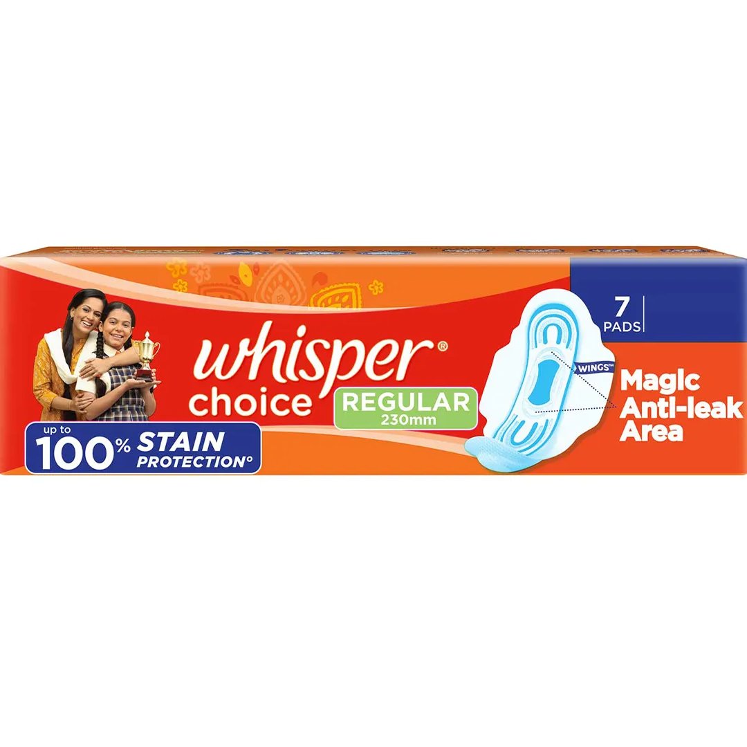 Whisper Choice Sanitary Pads Regular, 6 Count