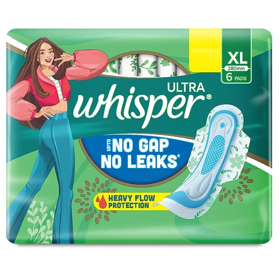 Whisper Ultra Wings Sanitary Pads XL, 6 Count