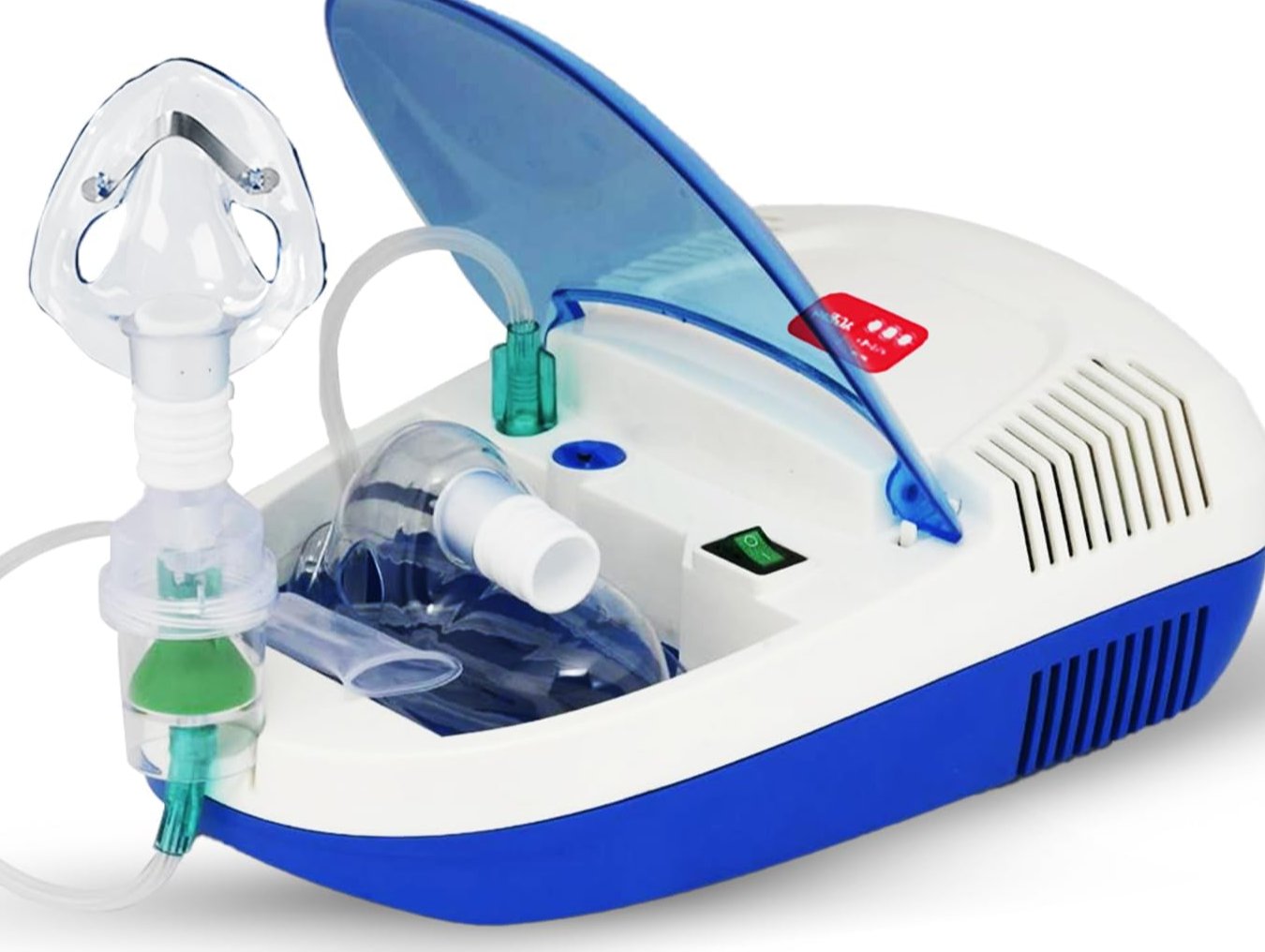 K-Life Super Ultra Compact and Low Noise Compressor Nebulizer Machine with Complete Mask Kit for Adult and Child (White)