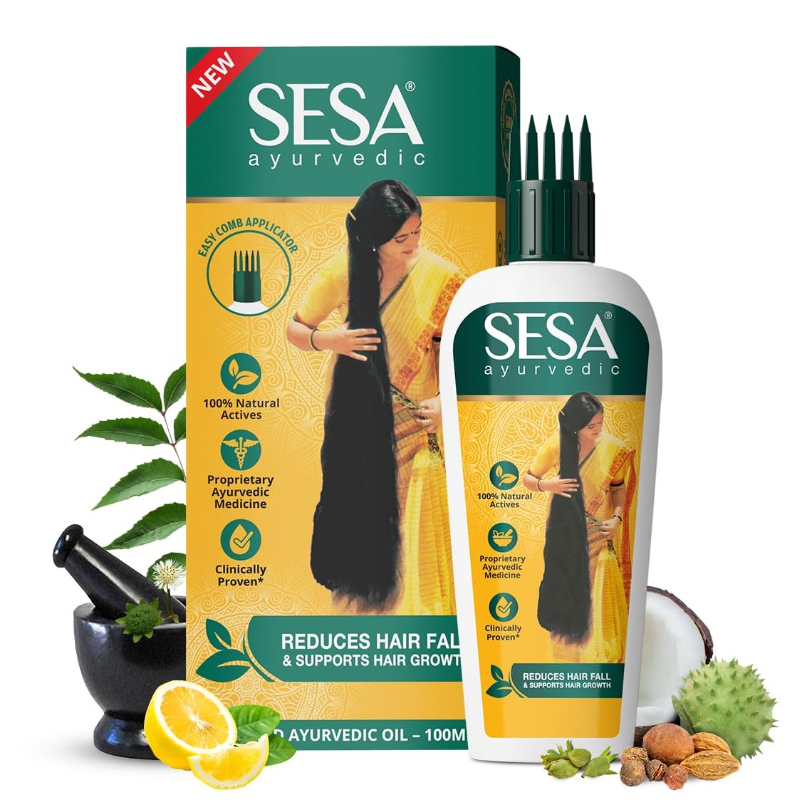 SESA Ayurvedic Hair Oil With Bhringraj & 17 Rare Herbs With Coconut Oil and 4 Nourishing Oil For Hair Growth Help Contro