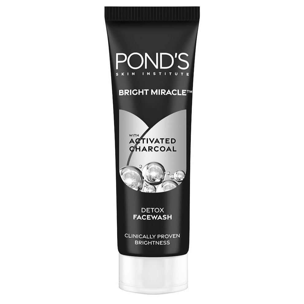 POND's Bright Miracle Detox Facewash | 10X Power Of Activated Charcoal| For Deep Cleaned Skin | Reveals Glow, Pollution