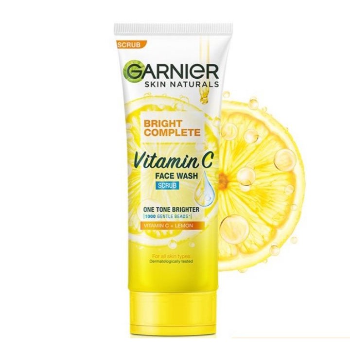 Garnier Facewash Gel, Gentle Cleanser, Fast Brightening, For Instant Brighter Skin, Bright Complete Vitamin C, 50g