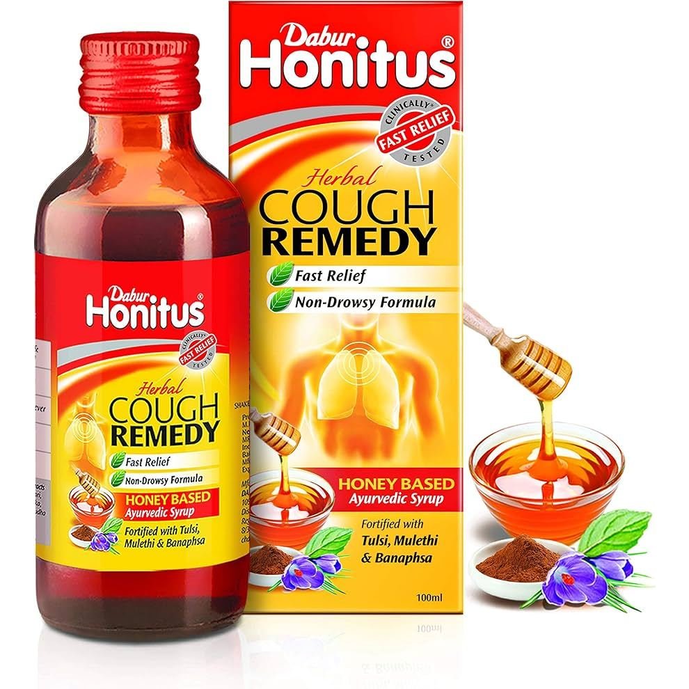 Dabur Honitus Herbal Cough Remedy Syrup 100Ml