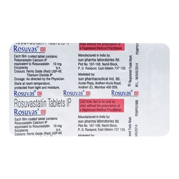 Rosuvas 10mg Strip Of 15 Tablets